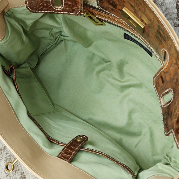 🟧Accessoires De Mademoiselle Cova Leather Croc & Canvas Bag - Picture 15 of 16